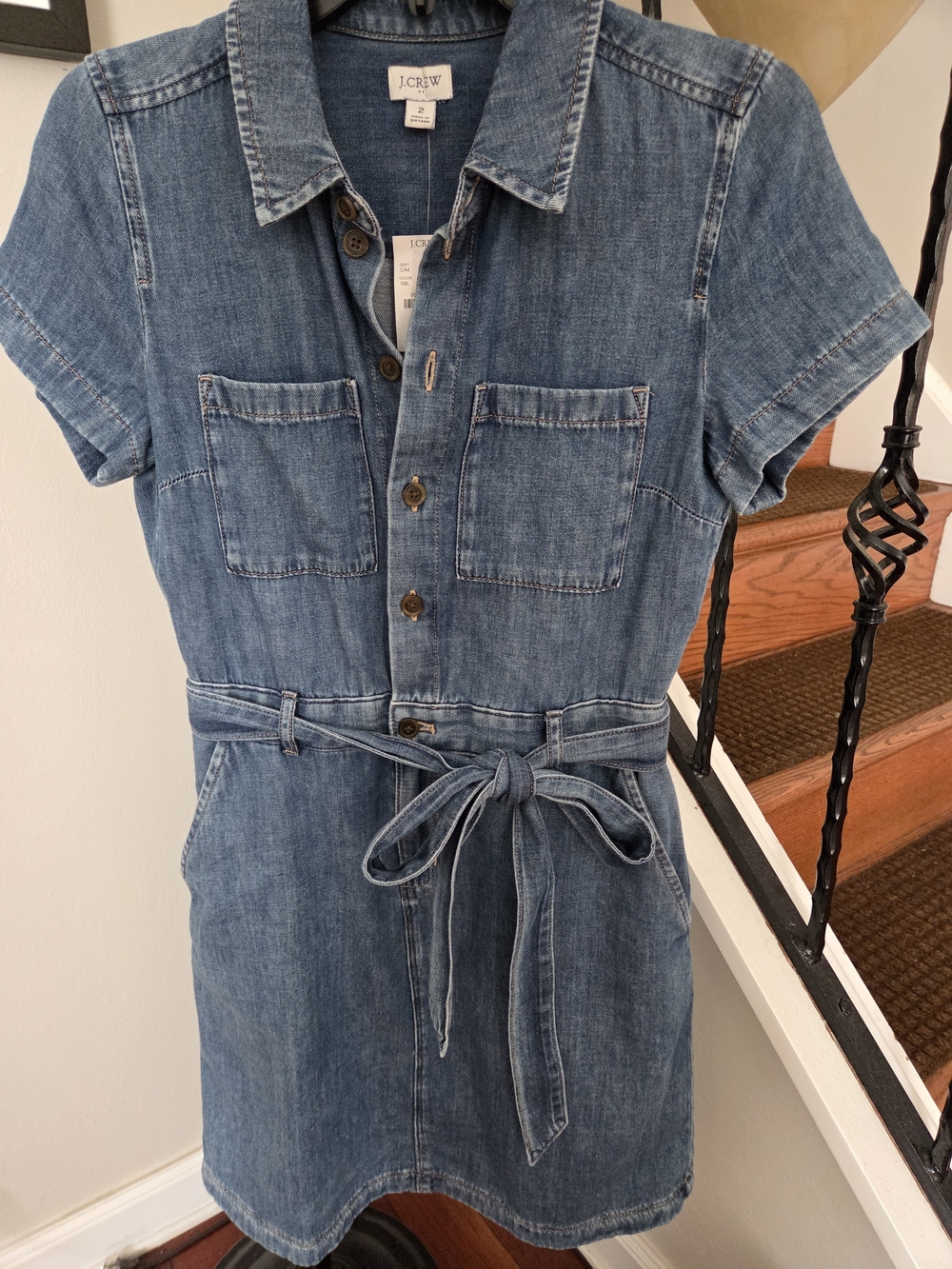 NWT J. Crew Denim Shirt Dress with Tie Belt - Blue - Picture 3 of 7